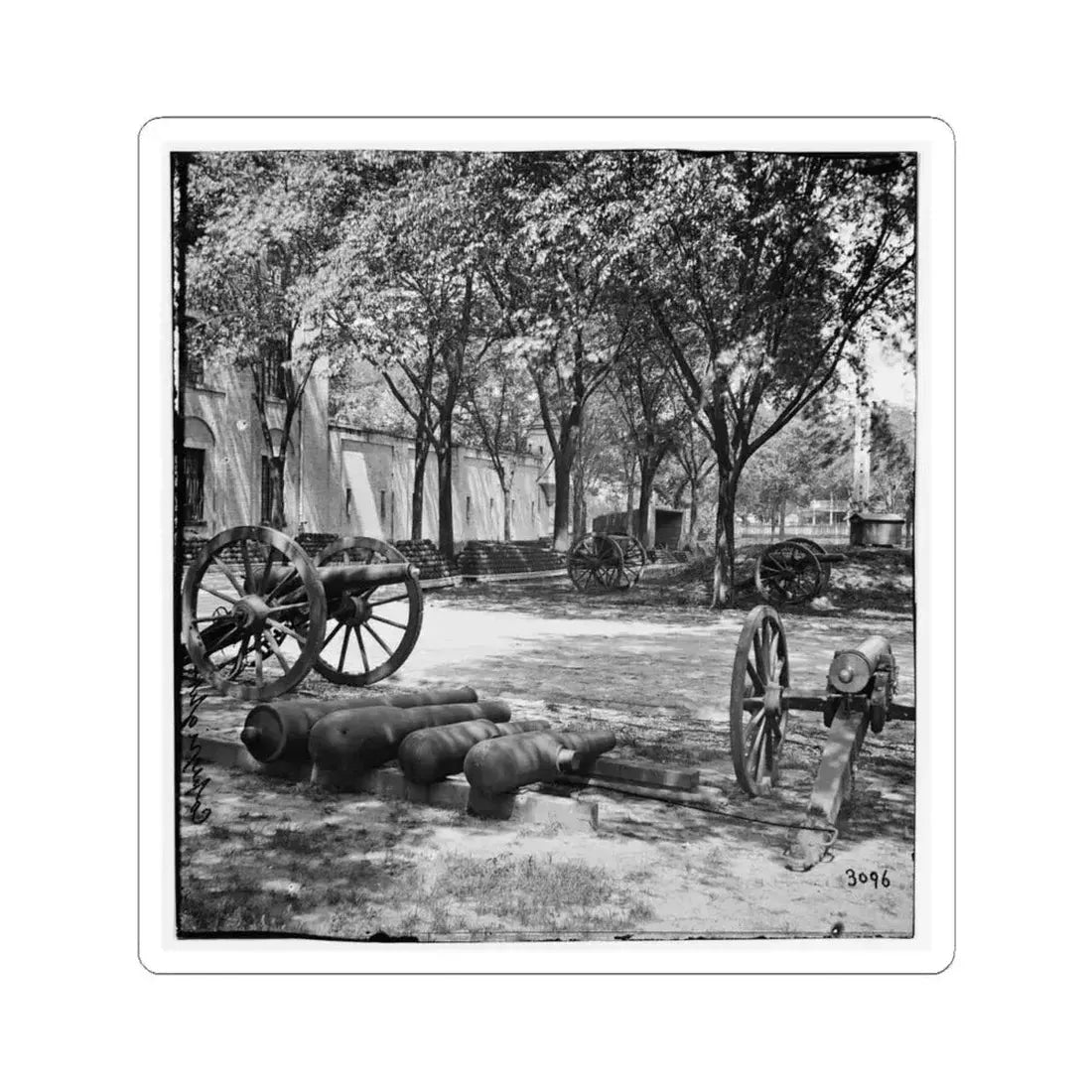 Charleston, S.C. Blakely Guns and Ammunition in the Arsenal Yard (U.S. Civil War) STICKER Vinyl Kiss-Cut Decal 4 Inch White - The Sticker Space