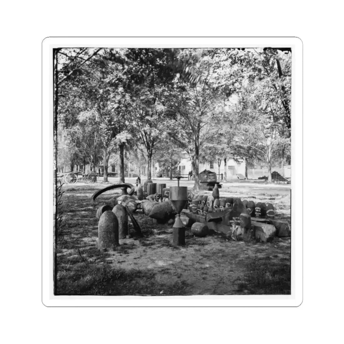 Charleston, S.C. Confederate Torpedoes, Shot, and Shell in the Arsenal Yard (U.S. Civil War) STICKER Vinyl Kiss-Cut Decal 2 Inch White - The Sticker Space