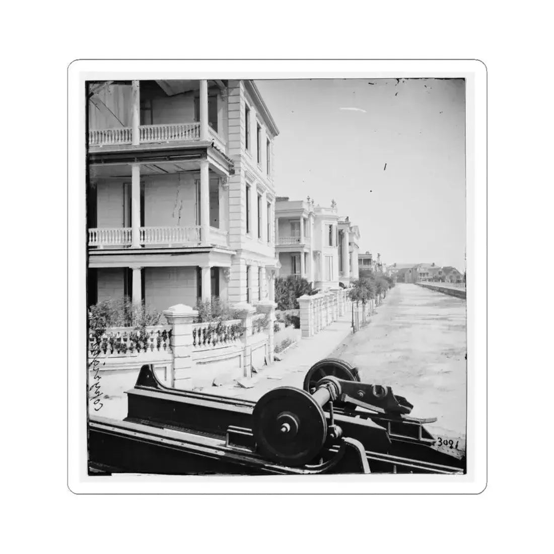 Charleston, S.C. East Battery; Dismantled Blakely Gun in Foreground (U.S. Civil War) STICKER Vinyl Kiss-Cut Decal 4 Inch White - The Sticker Space
