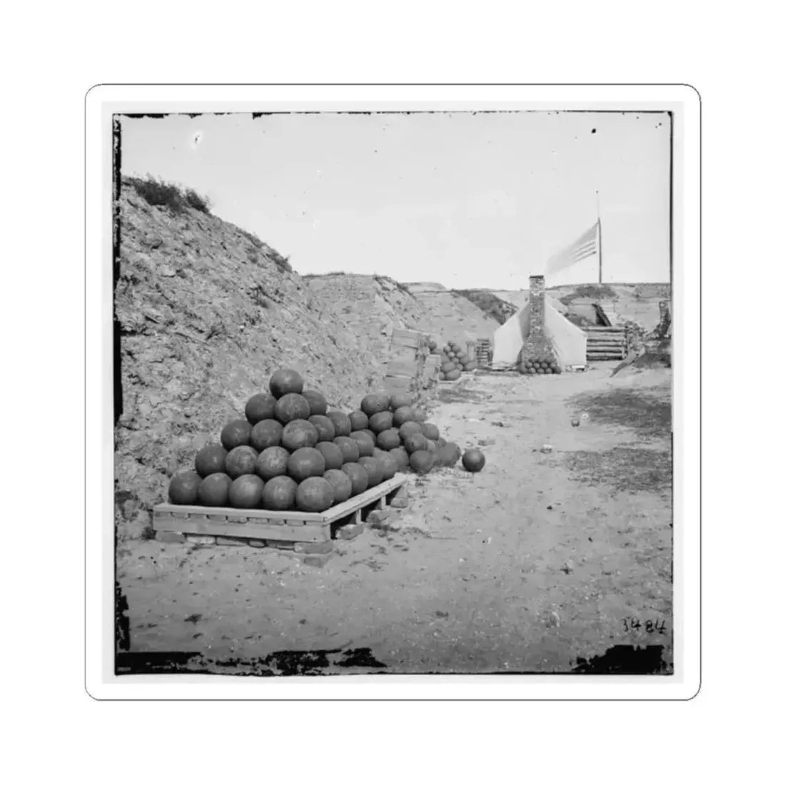 Charleston, S.C. Interior View of Fort Johnson, With Stacks of Shot (U.S. Civil War) STICKER Vinyl Kiss-Cut Decal 2 Inch White - The Sticker Space