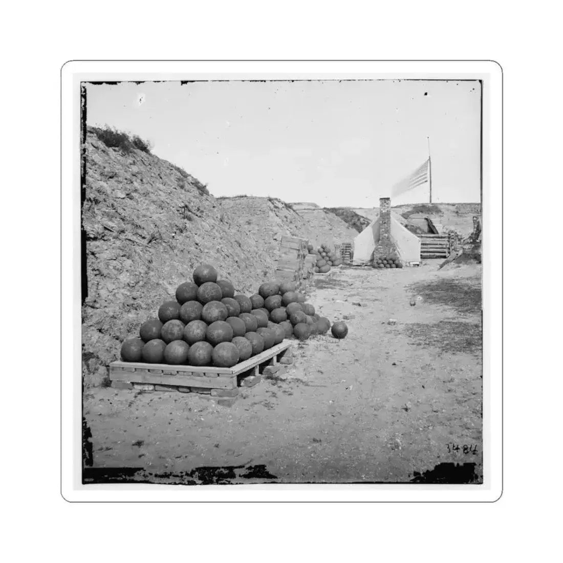 Charleston, S.C. Interior View of Fort Johnson, With Stacks of Shot (U.S. Civil War) STICKER Vinyl Kiss-Cut Decal 3 Inch White - The Sticker Space