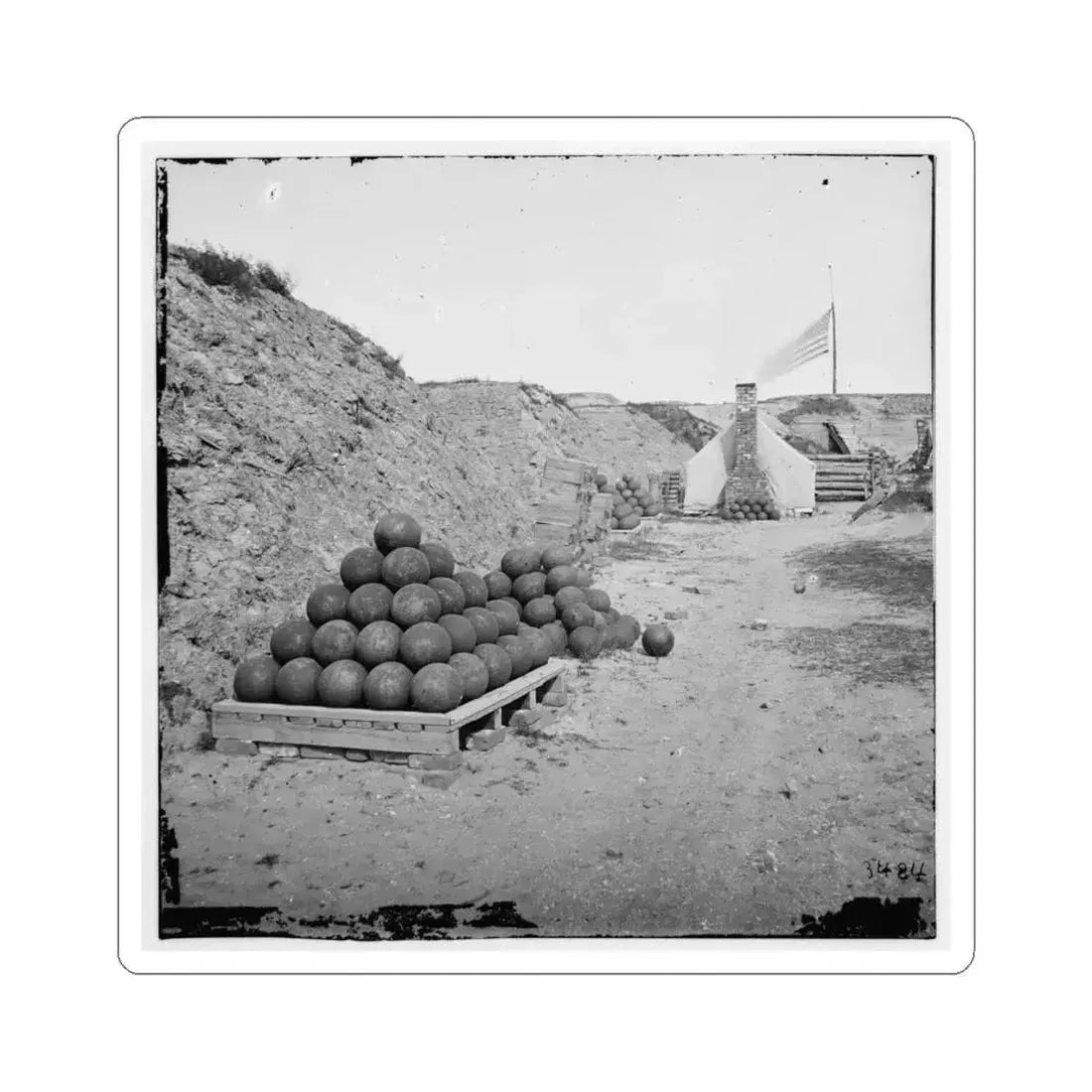 Charleston, S.C. Interior View of Fort Johnson, With Stacks of Shot (U.S. Civil War) STICKER Vinyl Kiss-Cut Decal 6 Inch White - The Sticker Space