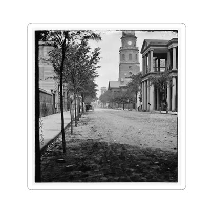 Charleston, S.C. Meeting Street, Near Broad; St. Michael's Church in Middle Distance (U.S. Civil War) STICKER Vinyl Kiss-Cut Decal 3 Inch White - The Sticker Space