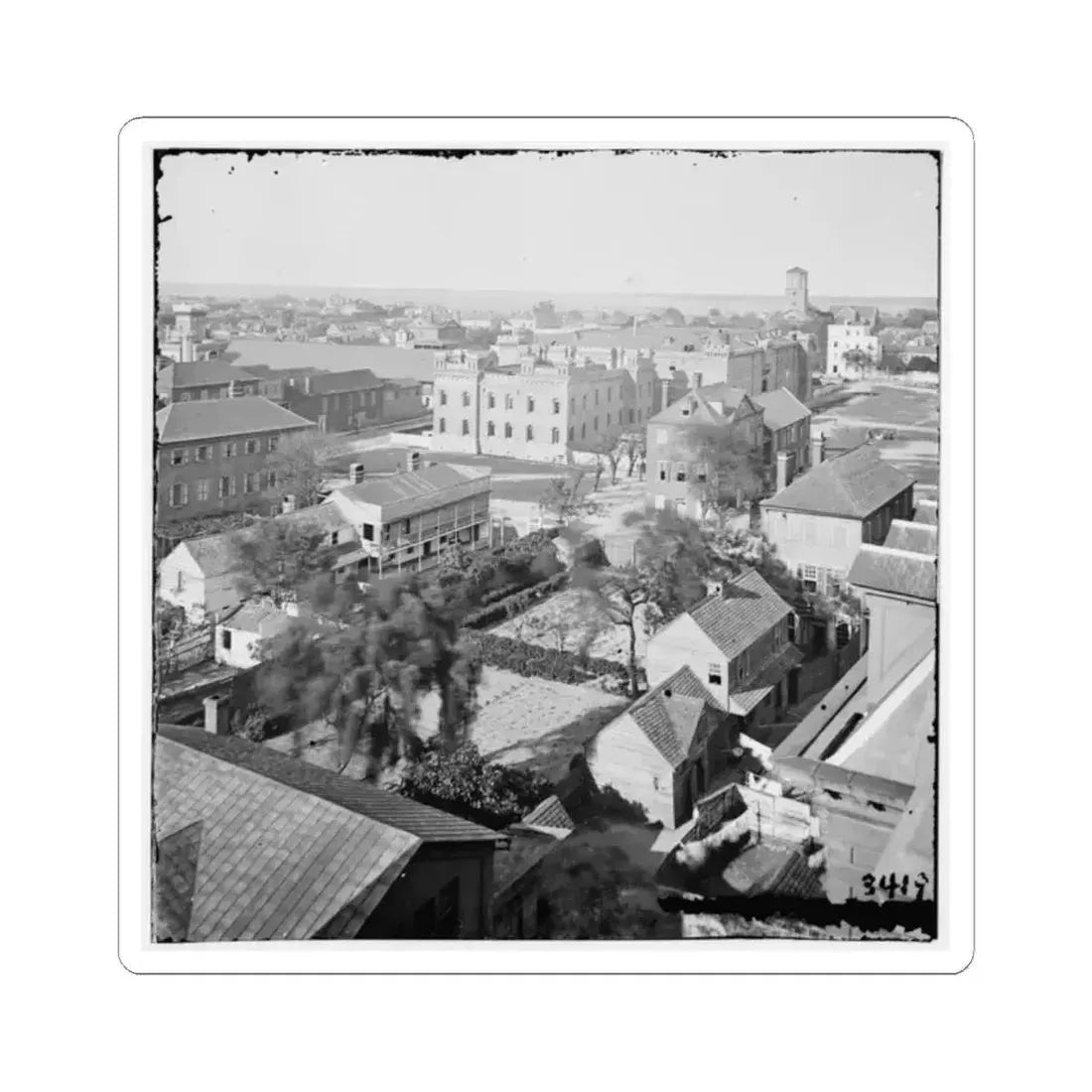 Charleston, S.C. View, From Roof of Orphan Asylum; the Citadel in Middle Distance (U.S. Civil War) STICKER Vinyl Kiss-Cut Decal 2 Inch White - The Sticker Space