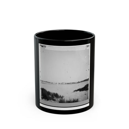 Charleston, South Carolina (Vicinity). Distance View Of Fortification On Morris Island (U.S. Civil War) Black Coffee Mug-11oz-The Sticker Space