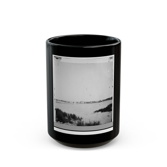 Charleston, South Carolina (Vicinity). Distance View Of Fortification On Morris Island (U.S. Civil War) Black Coffee Mug-15oz-The Sticker Space