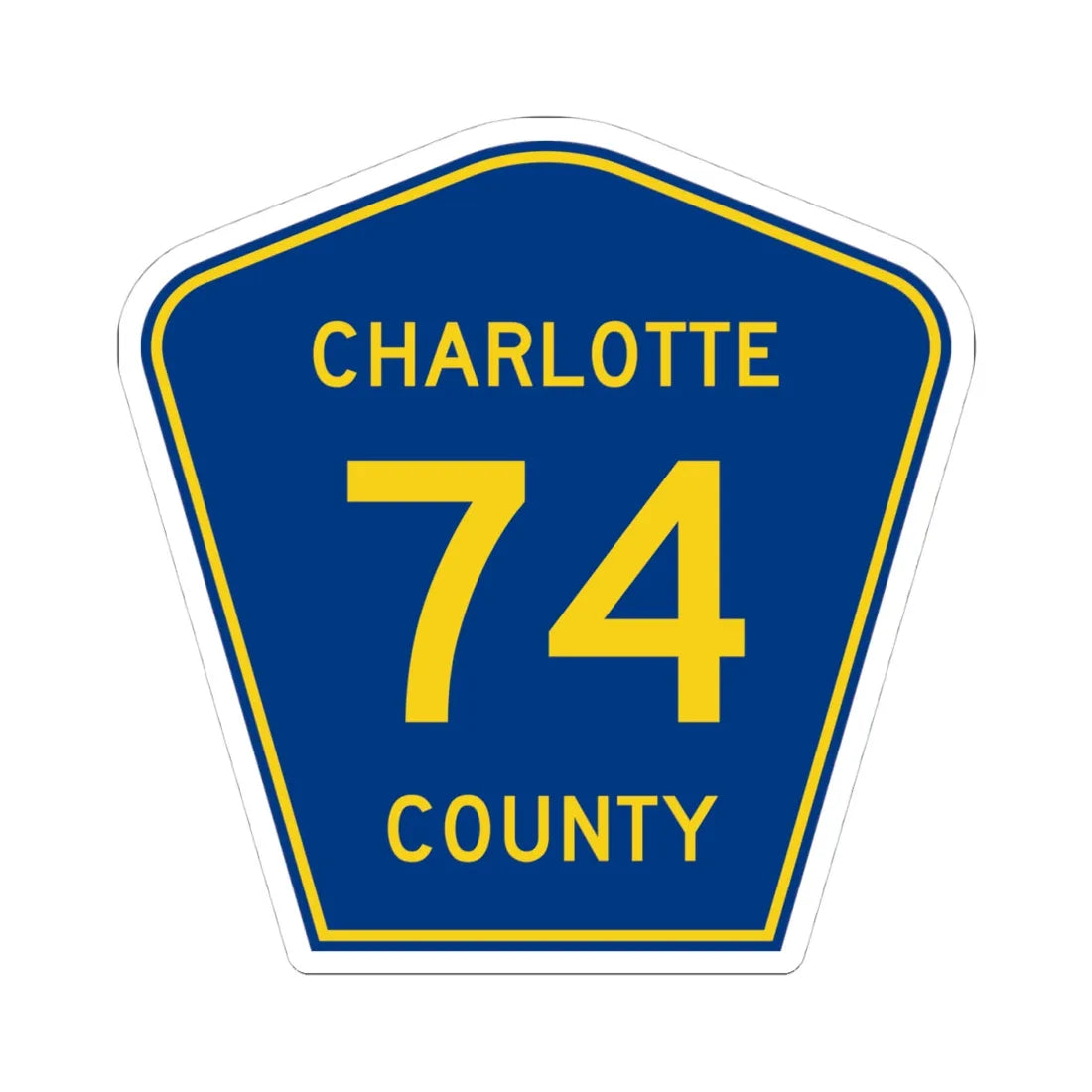 Charlotte County 74 (Florida) (Road Sign) STICKER Vinyl Kiss-Cut Decal 4 Inch White - The Sticker Space