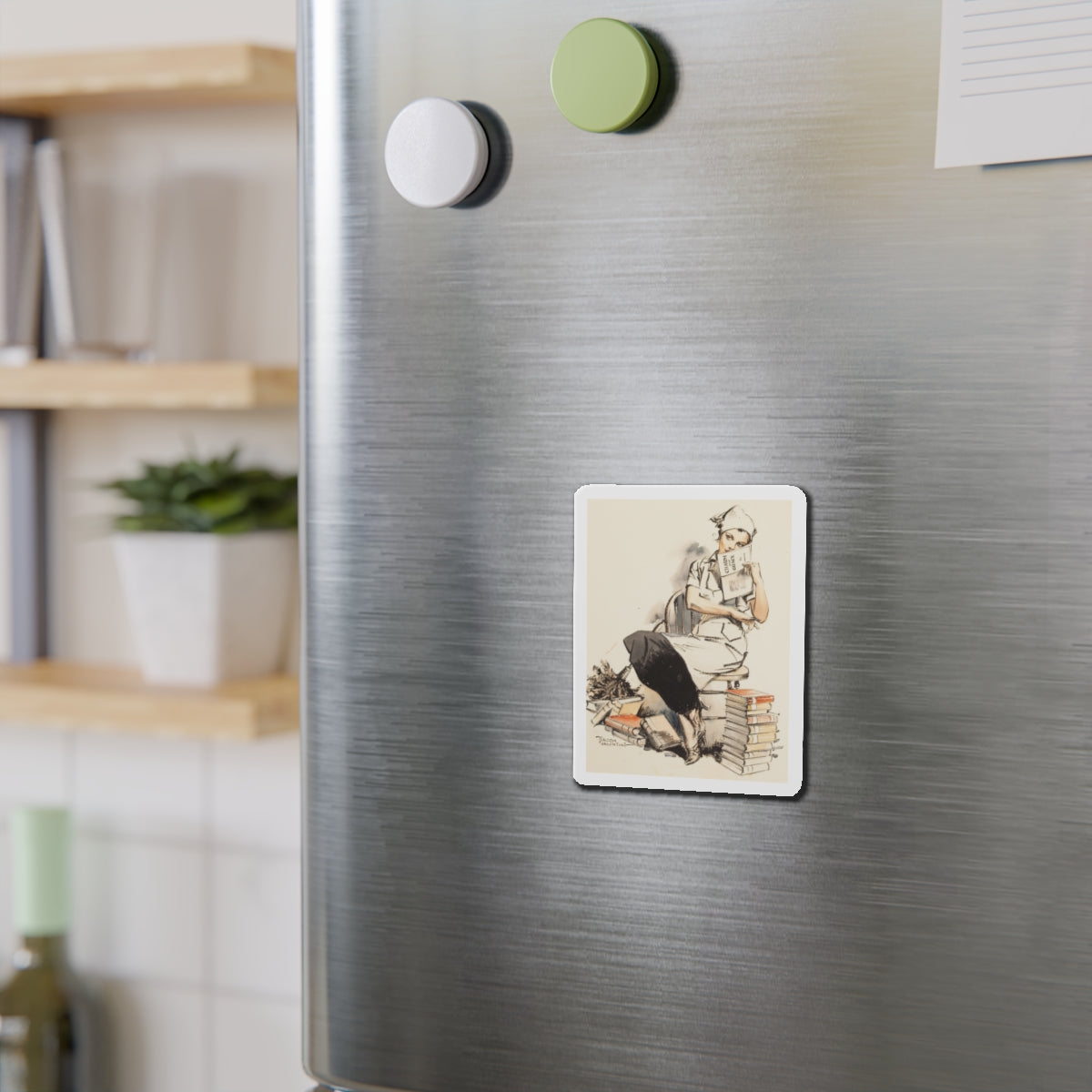 Charm and Grace, Saturday Evening Post illustration (Magazine Illustration) Refrigerator Magnet-The Sticker Space