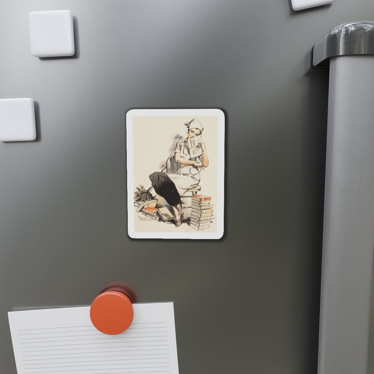 Charm and Grace, Saturday Evening Post illustration (Magazine Illustration) Refrigerator Magnet-The Sticker Space