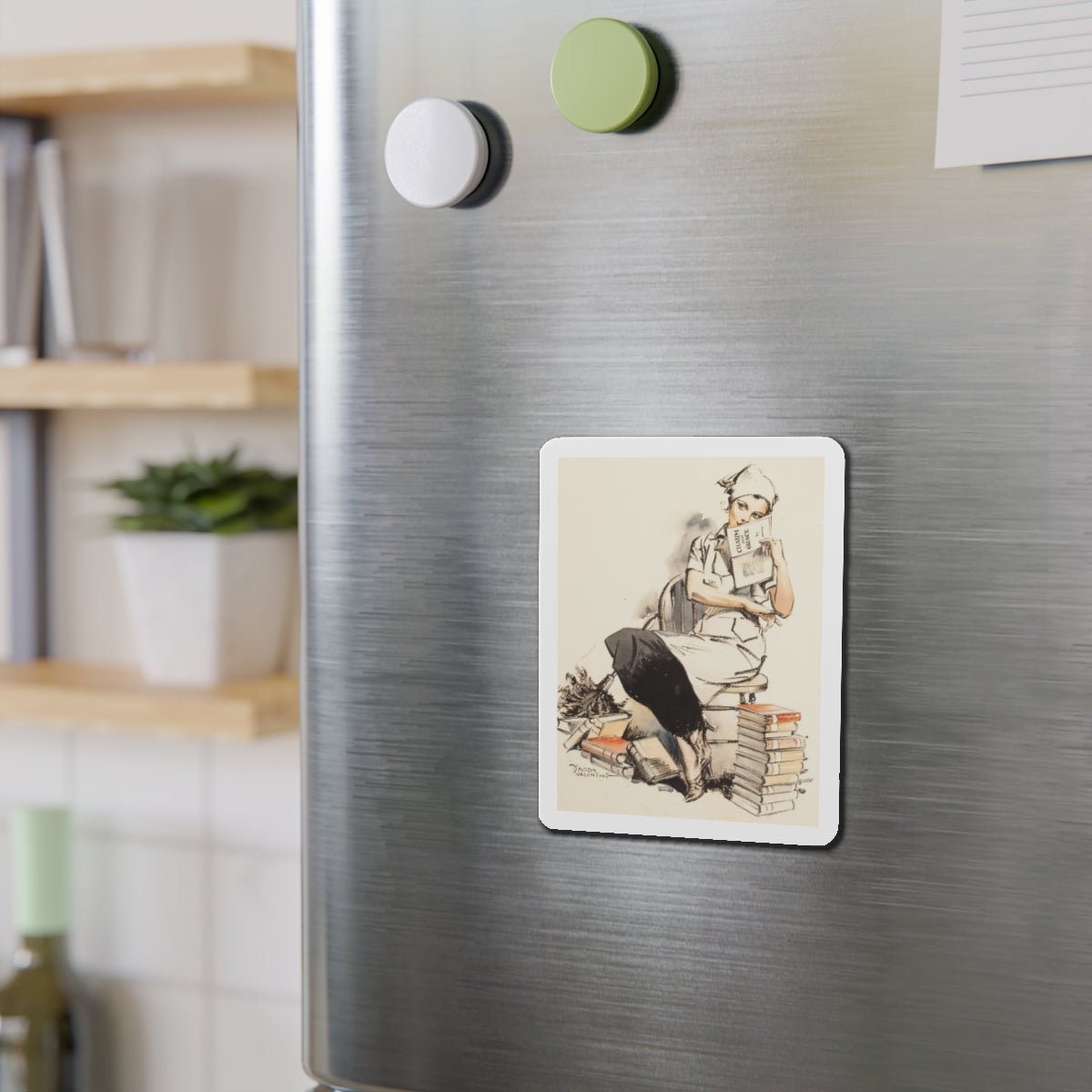 Charm and Grace, Saturday Evening Post illustration (Magazine Illustration) Refrigerator Magnet-The Sticker Space