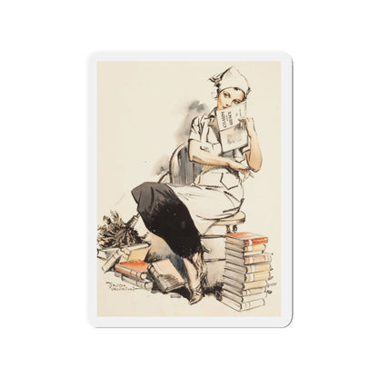 Charm and Grace, Saturday Evening Post illustration (Magazine Illustration) Refrigerator Magnet-3" x 3"-The Sticker Space