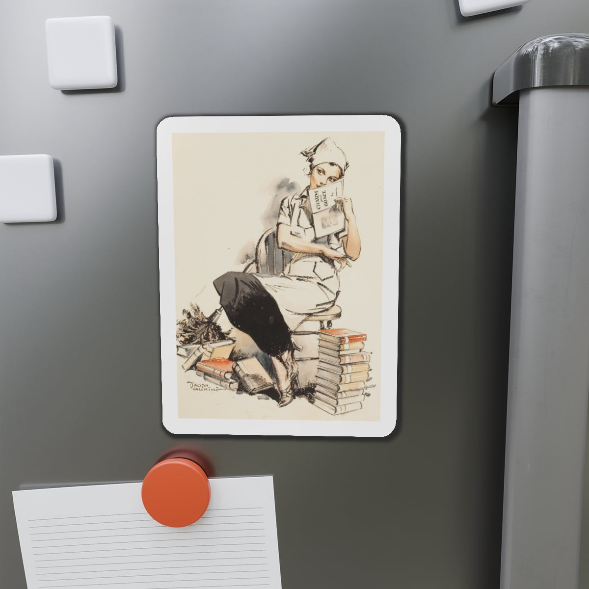 Charm and Grace, Saturday Evening Post illustration (Magazine Illustration) Refrigerator Magnet-The Sticker Space