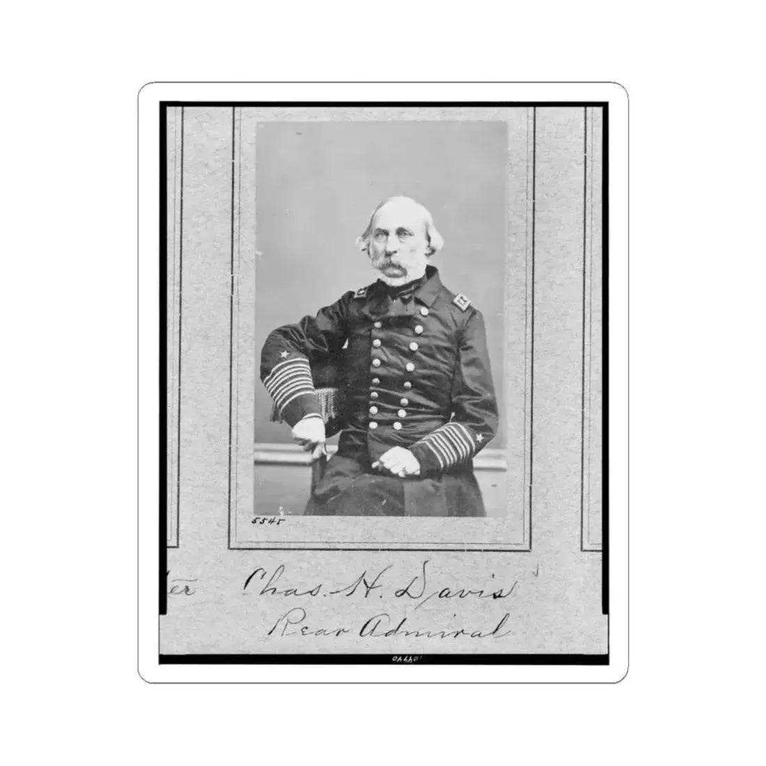 Chas. H. Davis, Rear Admiral, Three-Quarter Length Portrait, Seated, Facing Slightly Left (U.S. Civil War) STICKER Vinyl Kiss-Cut Decal 4 Inch White - The Sticker Space
