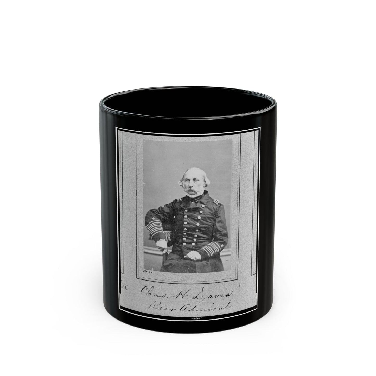 Chas. H. Davis, Rear Admiral, Three-Quarter Length Portrait, Seated, Facing Slightly Left (U.S. Civil War) Black Coffee Mug