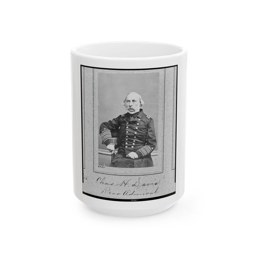 Chas. H. Davis, Rear Admiral, Three-Quarter Length Portrait, Seated, Facing Slightly Left (U.S. Civil War) White Coffee Mug