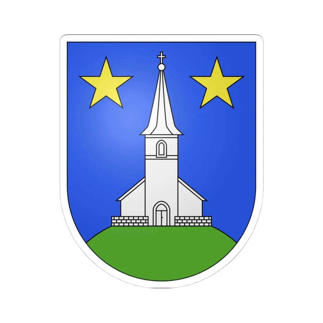 Chatillens-coat of arms (Switzerland) (Coat of Arms) STICKER Vinyl Kiss-Cut Decal 4 Inch White - The Sticker Space