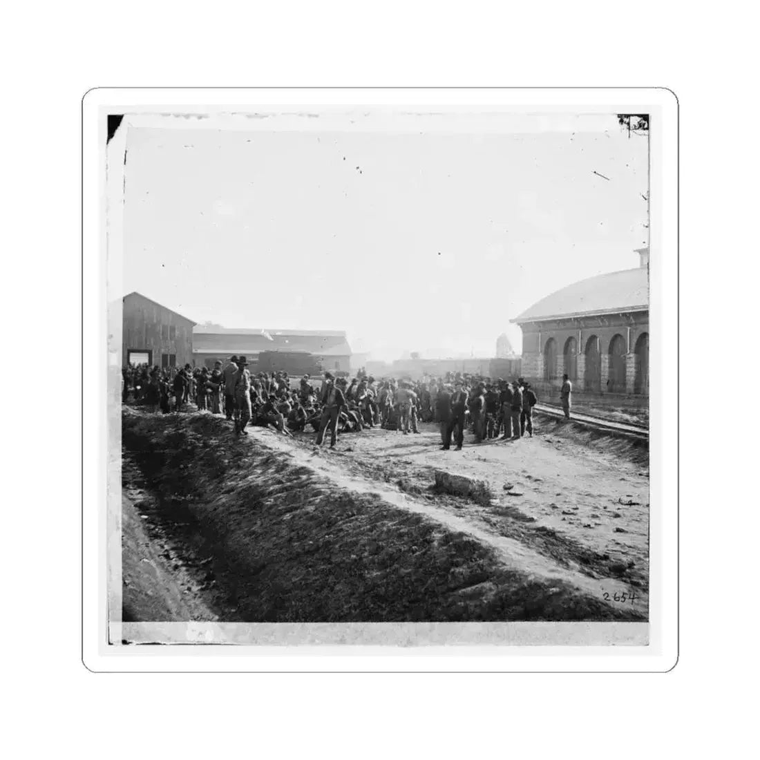 Chattanooga, Tenn. Confederate Prisoners at Railroad Depot (U.S. Civil War) STICKER Vinyl Kiss-Cut Decal 4 Inch White - The Sticker Space