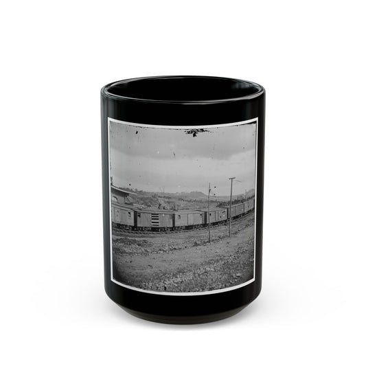 Chattanooga, Tenn. Boxcars And Depot With Federal Cavalry Guard Beyond (U.S. Civil War) Black Coffee Mug-15oz-The Sticker Space