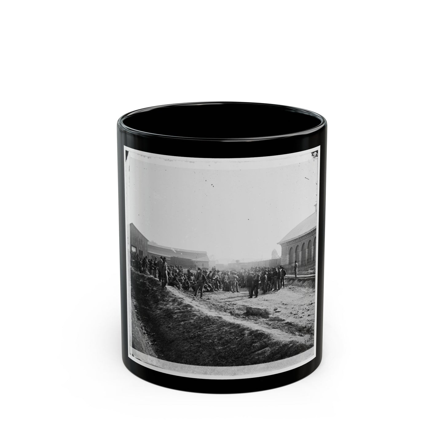 Chattanooga, Tenn. Confederate Prisoners At Railroad Depot (U.S. Civil War) Black Coffee Mug-11oz-The Sticker Space