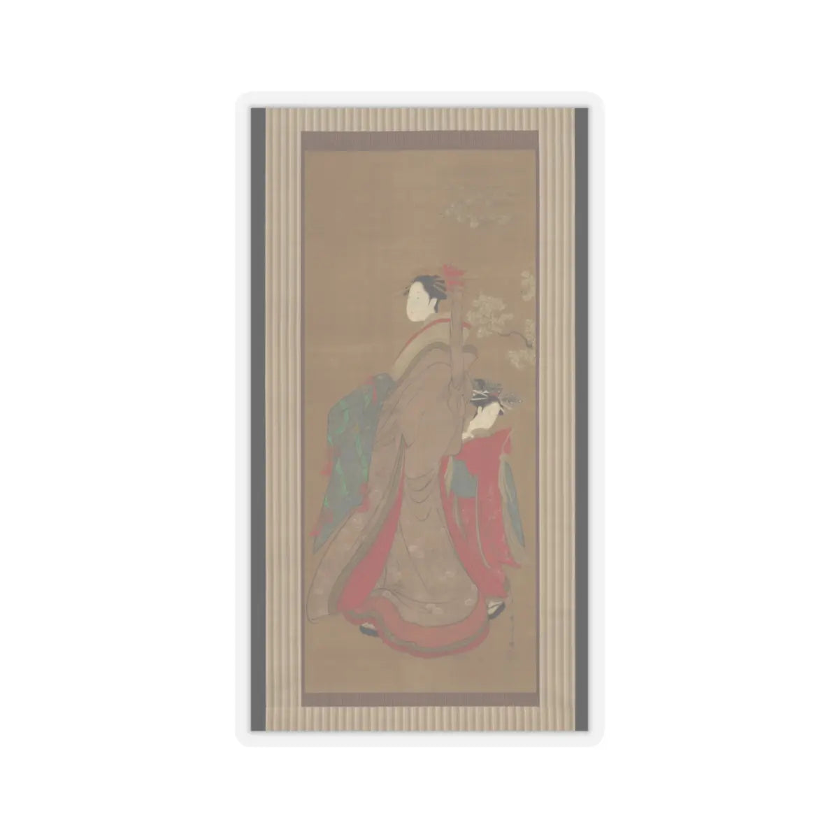 Chōbunsai Eishi - Courtesan and Attendant - 18th–19th century v1 - STICKER Vinyl Kiss-Cut Decal