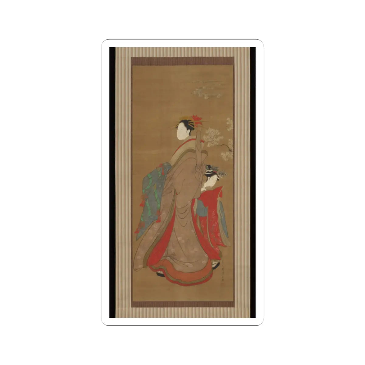 Chōbunsai Eishi - Courtesan and Attendant - 18th–19th century v1 - STICKER Vinyl Kiss-Cut Decal