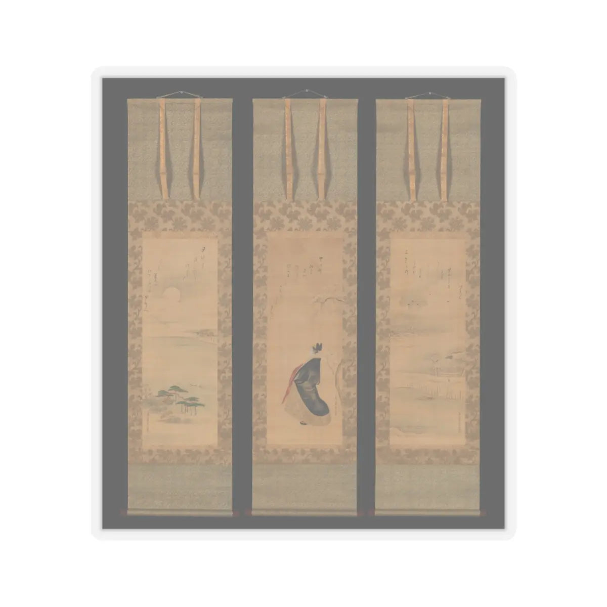 Chōbunsai Eishi - Snow, Moon, and Cherry Blossoms (Yoshiwara in Three Seasons) - early 19th century v1 - STICKER Vinyl Kiss-Cut Decal