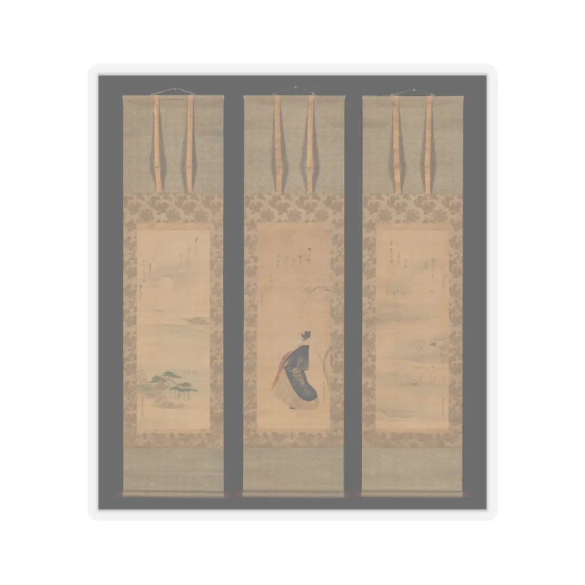 Chōbunsai Eishi - Snow, Moon, and Cherry Blossoms (Yoshiwara in Three Seasons) - early 19th century v1 - STICKER Vinyl Kiss-Cut Decal