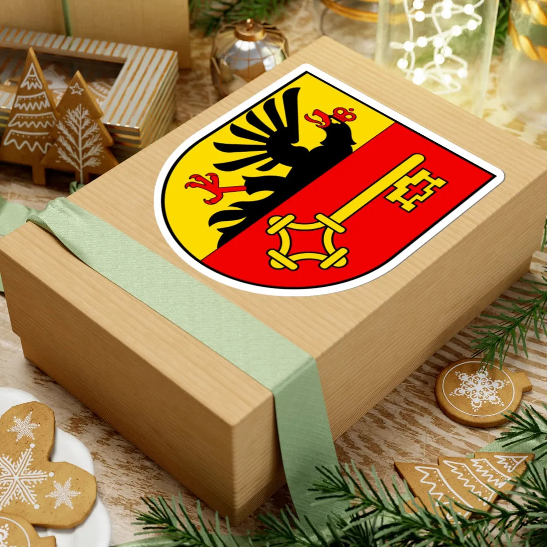CHE Canton de Genève écu seul COA (Switzerland) (Coat of Arms) STICKER Vinyl Kiss-Cut Decal - The Sticker Space
