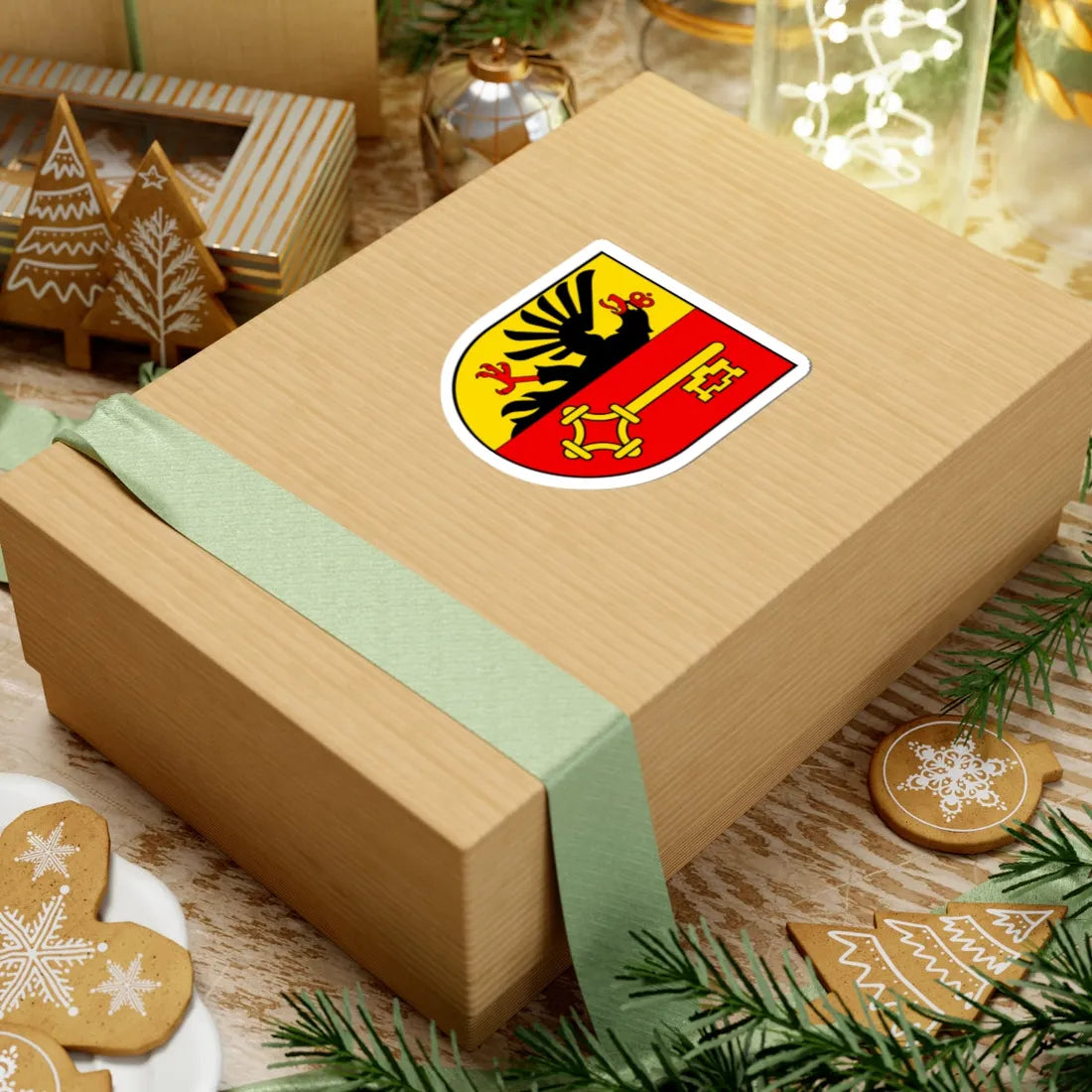 CHE Canton de Genève écu seul COA (Switzerland) (Coat of Arms) STICKER Vinyl Kiss-Cut Decal - The Sticker Space