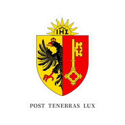 CHE Genève armes complètes COA (Switzerland) (Coat of Arms) STICKER Vinyl Kiss-Cut Decal 2 Inch White - The Sticker Space