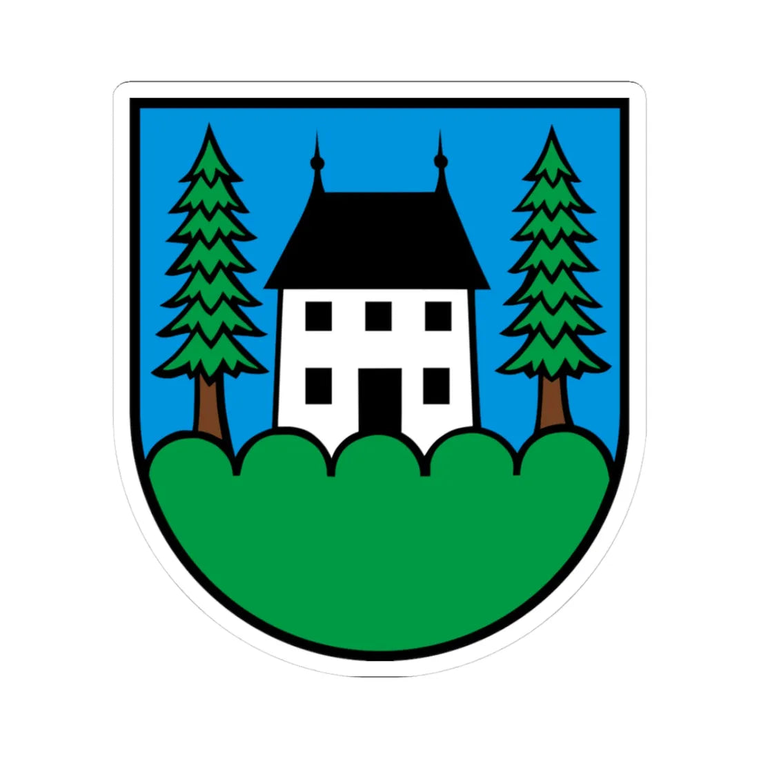 CHE Oberhof COA (Switzerland) (Coat of Arms) STICKER Vinyl Kiss-Cut Decal 3 Inch White - The Sticker Space