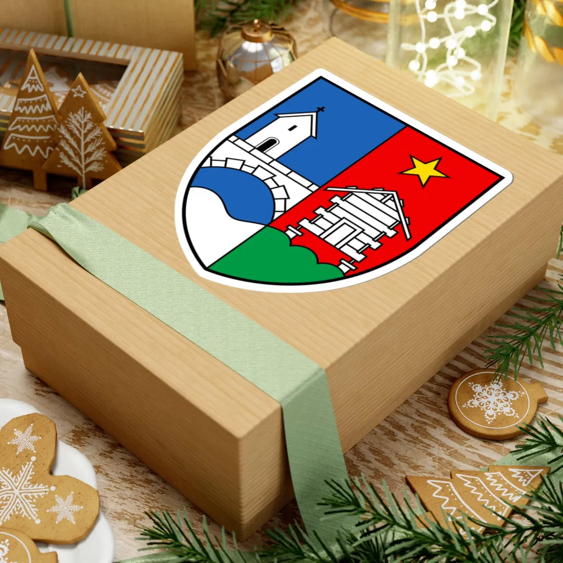 CHE Steg-Hohtenn COA (Switzerland) (Coat of Arms) STICKER Vinyl Kiss-Cut Decal - The Sticker Space