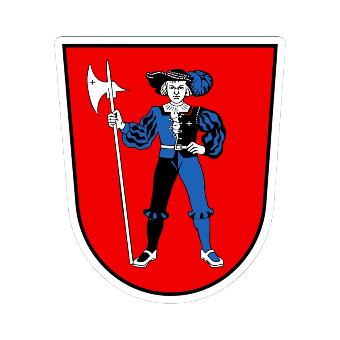 CHE Tafers COA (Switzerland) (Coat of Arms) STICKER Vinyl Kiss-Cut Decal 4 Inch White - The Sticker Space