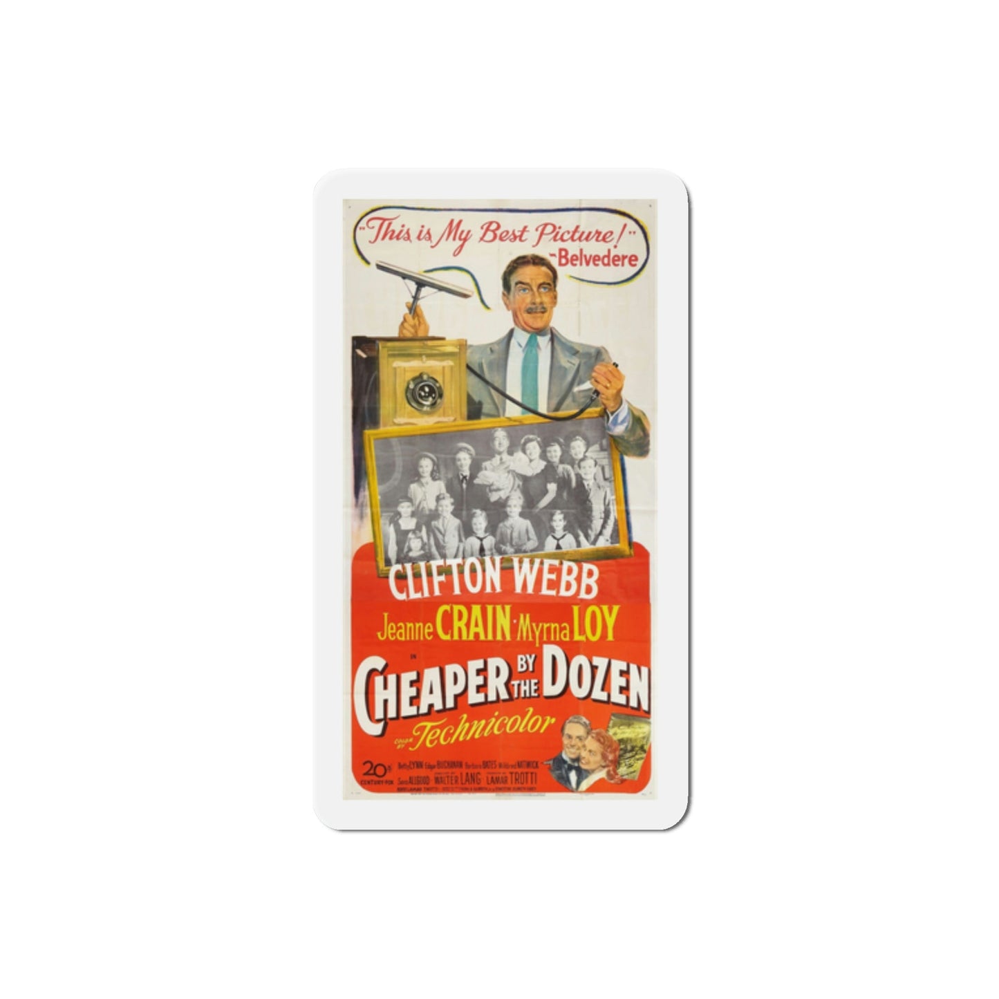 Cheaper by the Dozen 1950 Movie Poster Die-Cut Magnet-2 Inch-The Sticker Space