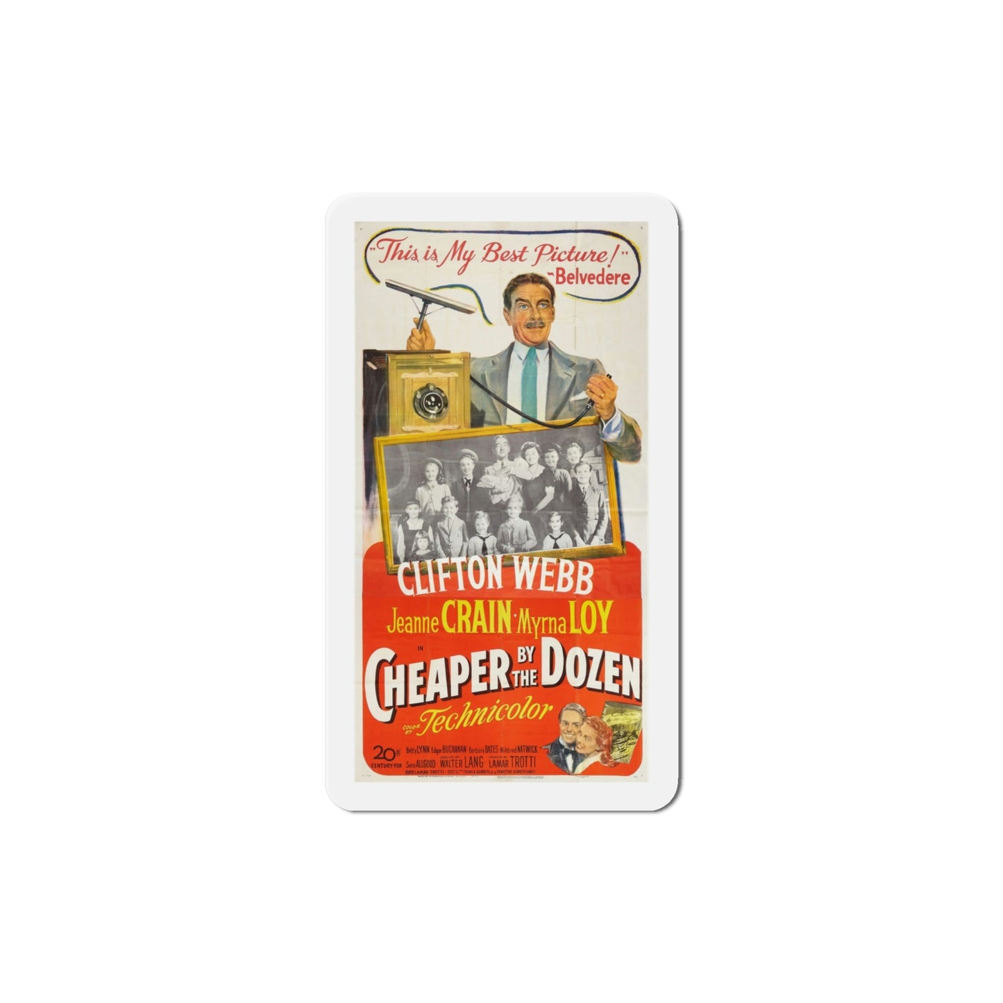 Cheaper by the Dozen 1950 Movie Poster Die-Cut Magnet-4 Inch-The Sticker Space