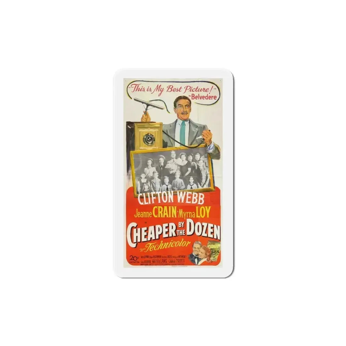 Cheaper by the Dozen 1950 Movie Poster Refrigerator Magnet 5 Inch - The Sticker Space