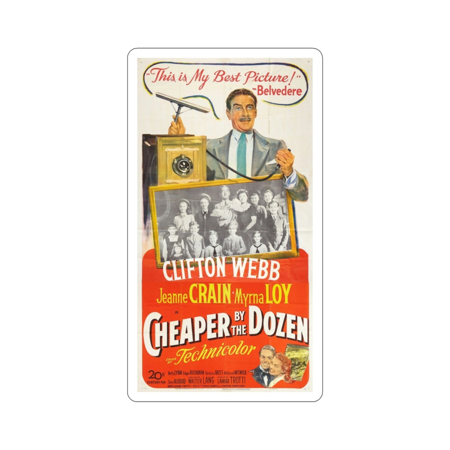 Cheaper by the Dozen 1950 Movie Poster STICKER Vinyl Die-Cut Decal-3 Inch-The Sticker Space