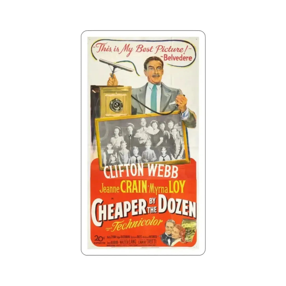 Cheaper by the Dozen 1950 Movie Poster STICKER Vinyl Die-Cut Decal - The Sticker Space