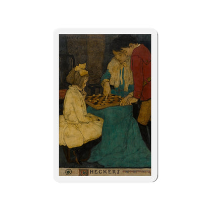 Checkers, Scribner's magazine illustration, December, 1902 (Magazine Illustration) Refrigerator Magnet-3" x 3"-The Sticker Space