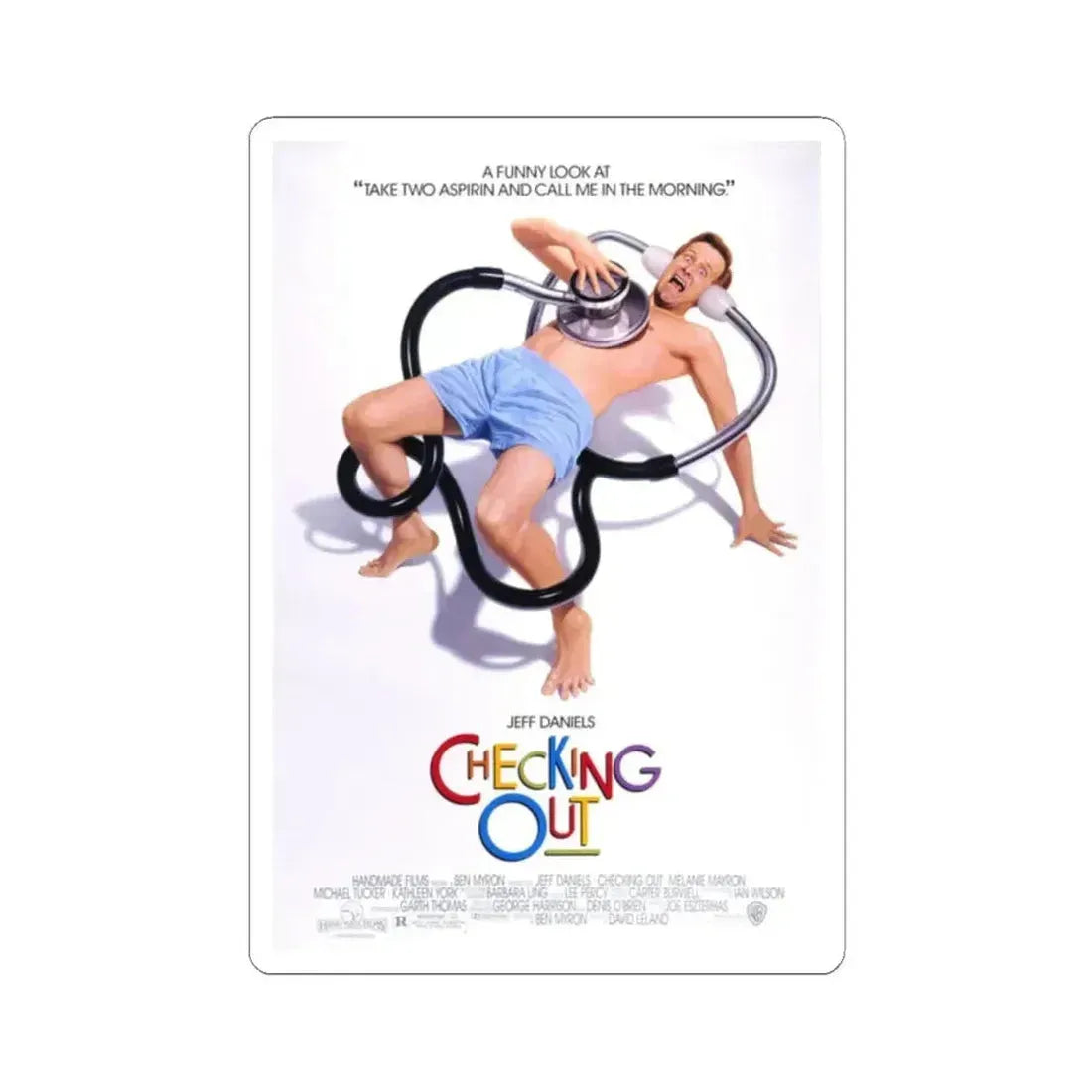 Checking Out 1989 Movie Poster - STICKER Vinyl Kiss-Cut Decal 2 Inch White - The Sticker Space