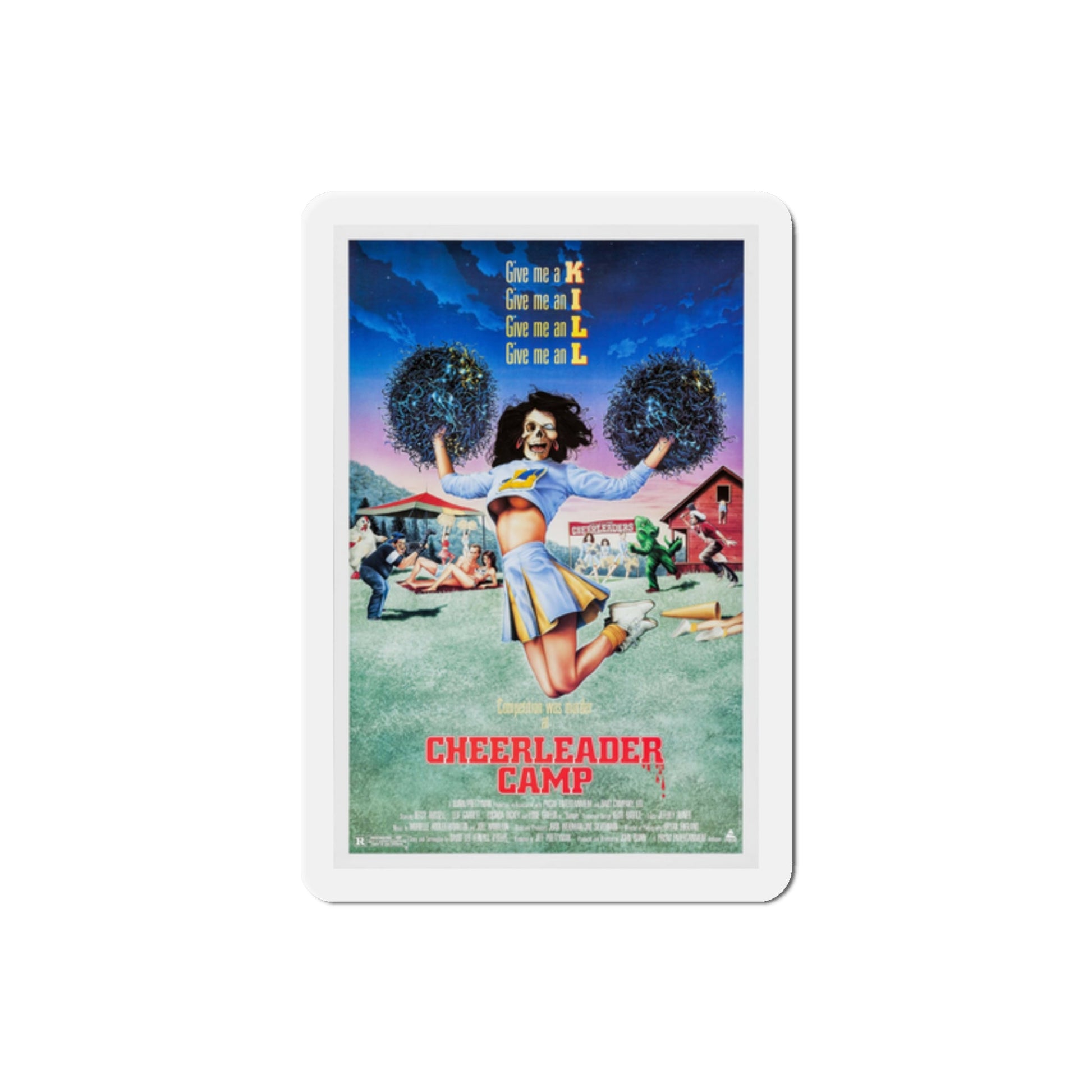 Cheerleader Camp 1987 Movie Poster Die-Cut Magnet-2" x 2"-The Sticker Space