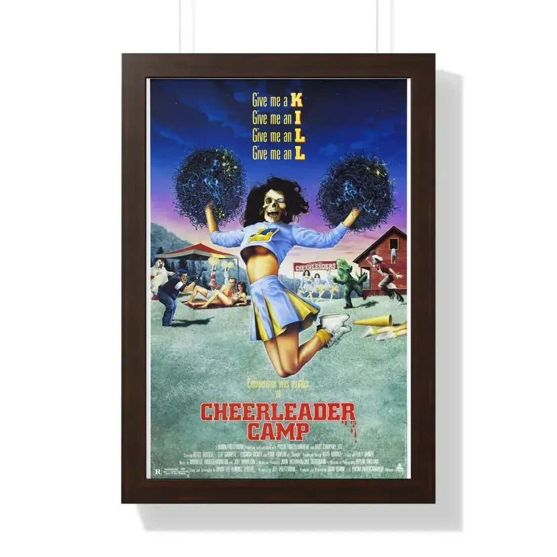 CHEERLEADER CAMP 1988 - Framed Movie Poster 16″ x 24″ Walnut - The Sticker Space