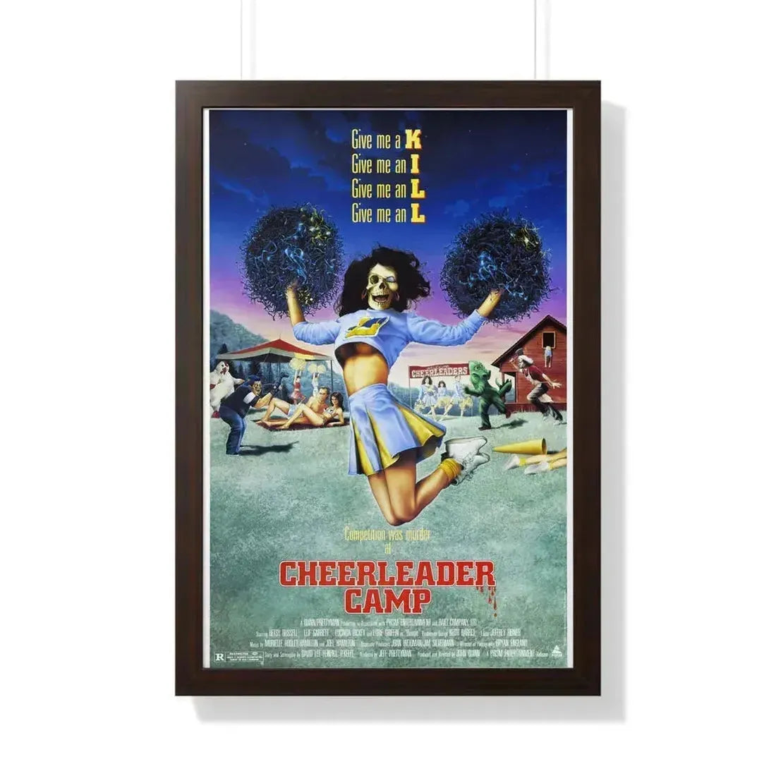 CHEERLEADER CAMP 1988 - Framed Movie Poster 20" x 30" Walnut - The Sticker Space