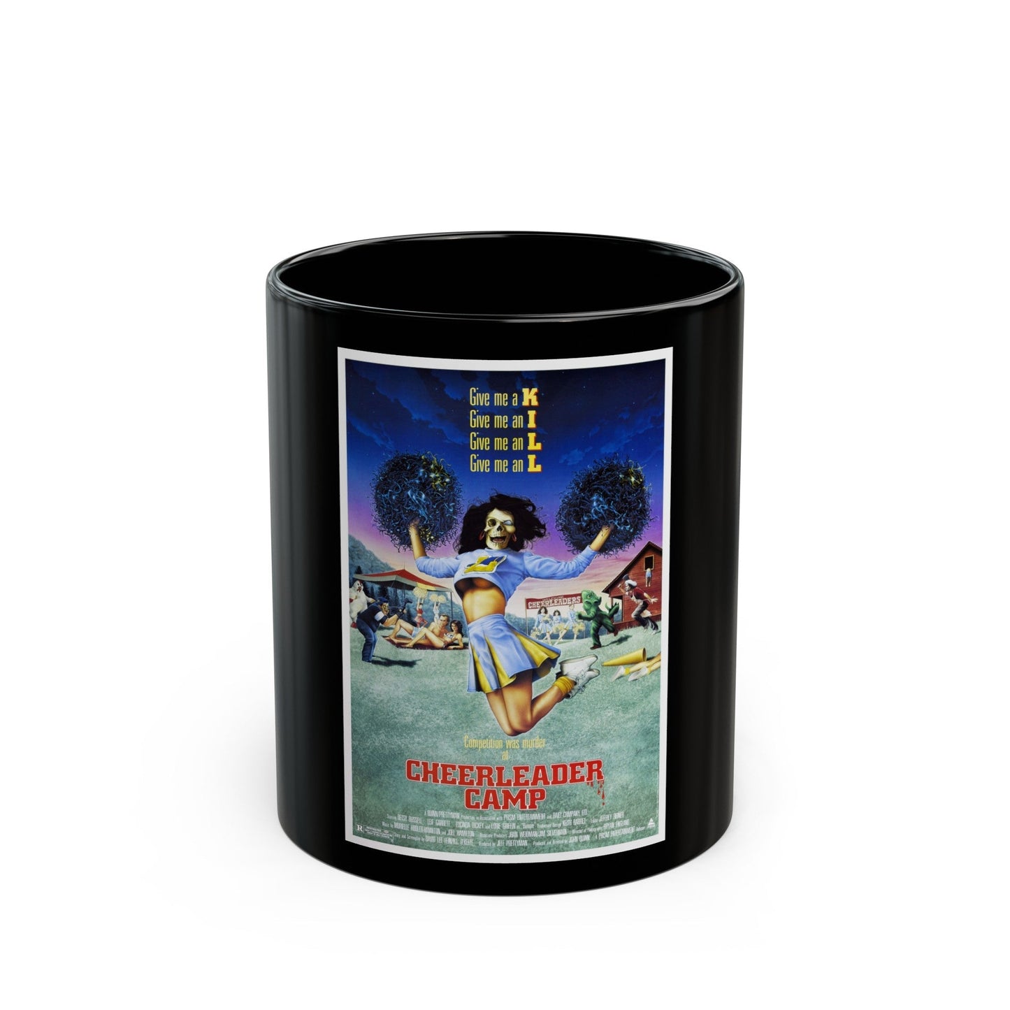 CHEERLEADER CAMP 1988 Movie Poster - Black Coffee Mug-11oz-The Sticker Space