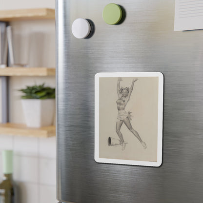 Cheerleader (Magazine Illustration) Refrigerator Magnet-The Sticker Space