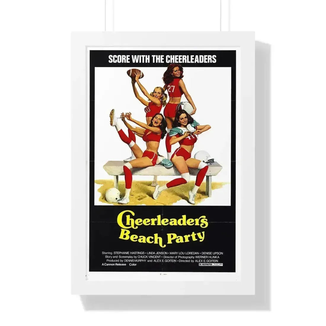 CHEERLEADERS BEACH PARTY 1978 - Framed Movie Poster 16″ x 24″ White - The Sticker Space