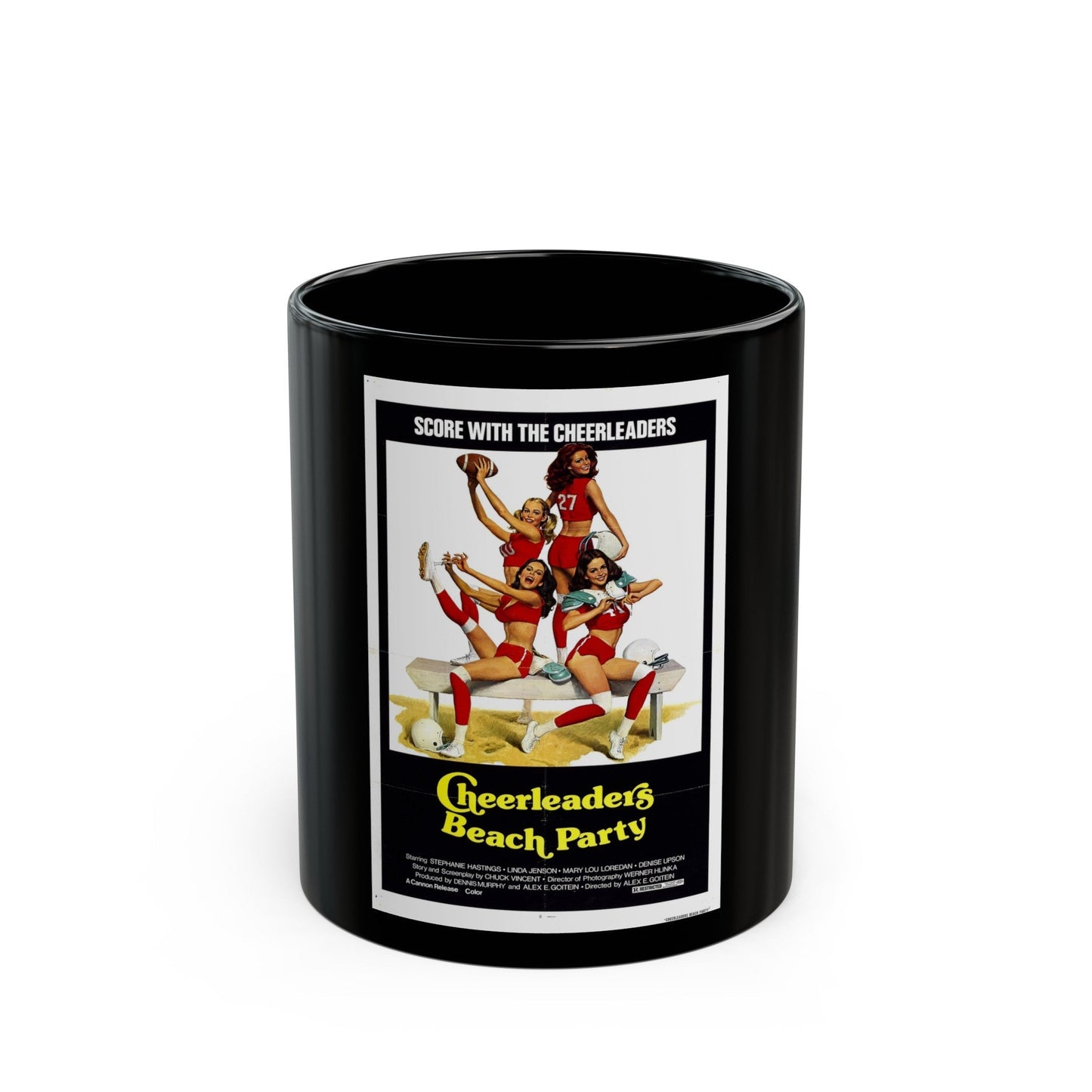 CHEERLEADERS BEACH PARTY 1978 Movie Poster - Black Coffee Mug-11oz-The Sticker Space