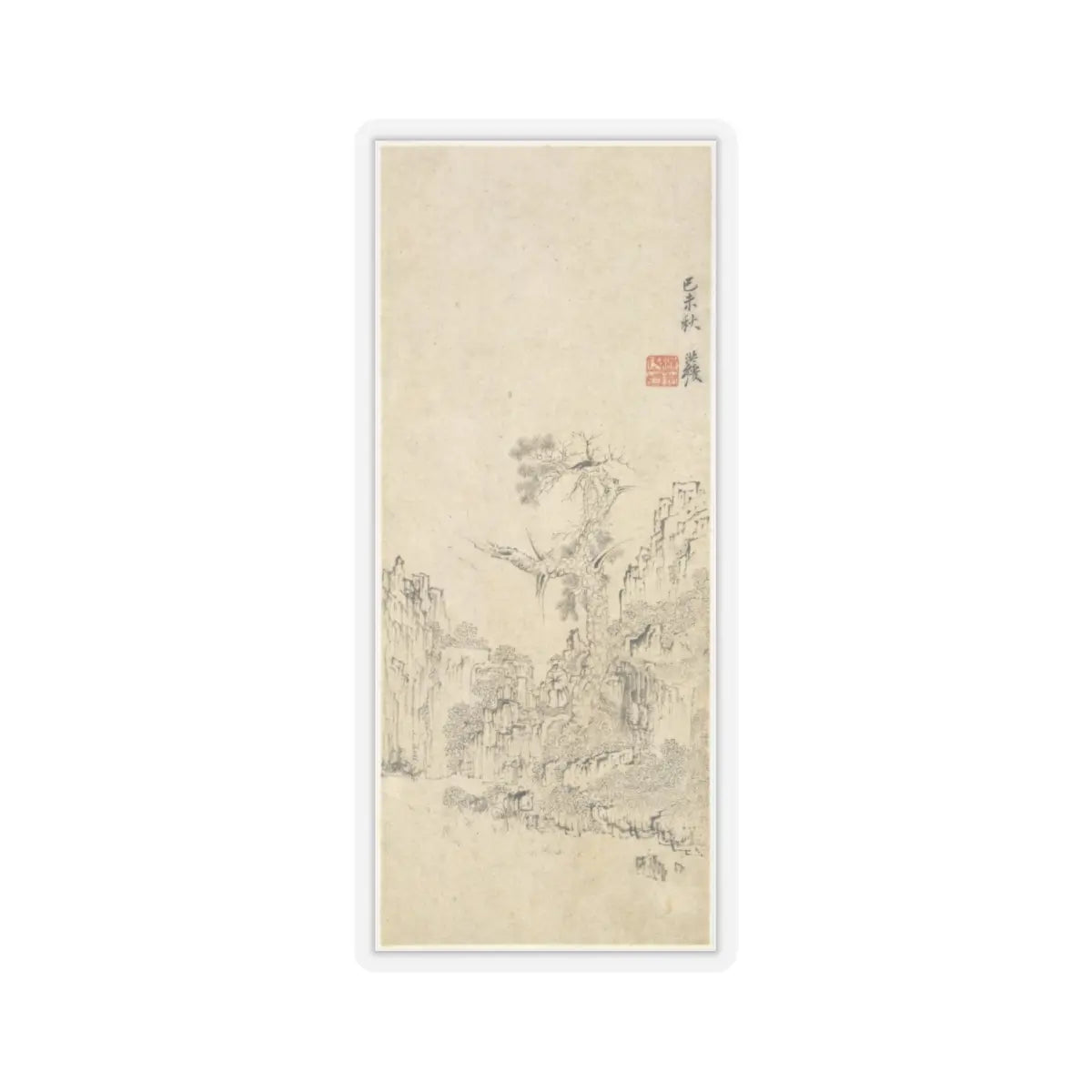 Chen Hongshou - Landscapes, Figures, and Flowers - dated 1618–22 v12 - STICKER Vinyl Kiss-Cut Decal