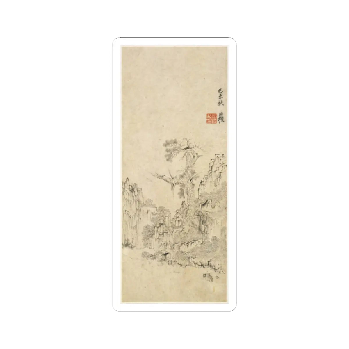 Chen Hongshou - Landscapes, Figures, and Flowers - dated 1618–22 v12 - STICKER Vinyl Kiss-Cut Decal
