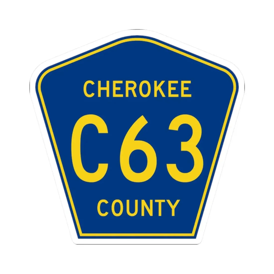 Cherokee County Route C63 IA (Iowa) (Road Sign) STICKER Vinyl Kiss-Cut Decal 2 Inch White - The Sticker Space